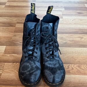 Dr. Martens Black and Gray Lace-Up Boots